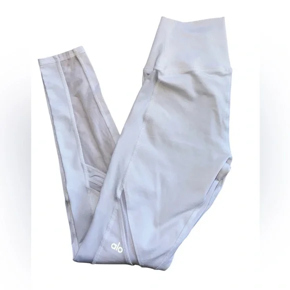 ALO Yoga EPIC White Mesh Panel Leggings size Small - Picture 10 of 14